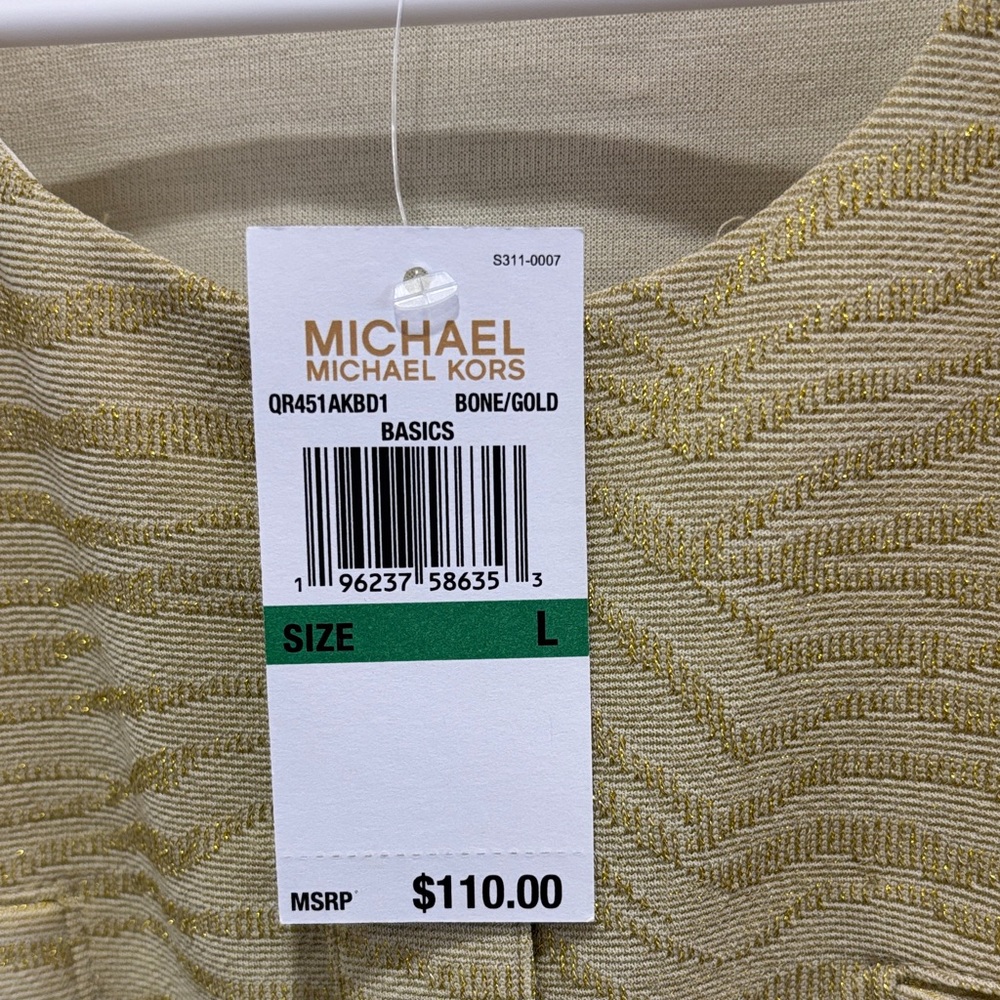 Michael Kors Gold Patterned Button-Down Shirt NWT - image 2